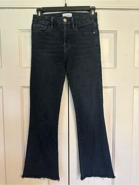 Frame Le Crop Mini Boot Denim - Black High-Rise Flare Jeans